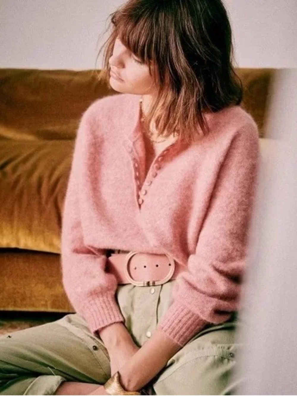 Sezane Pull Léon in Rose chiné